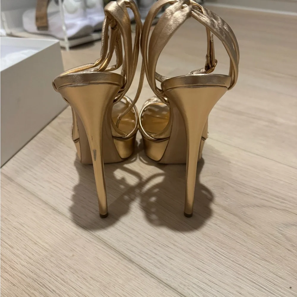 Casadei Metallic Gold Platform Heels - Picture 7 of 11